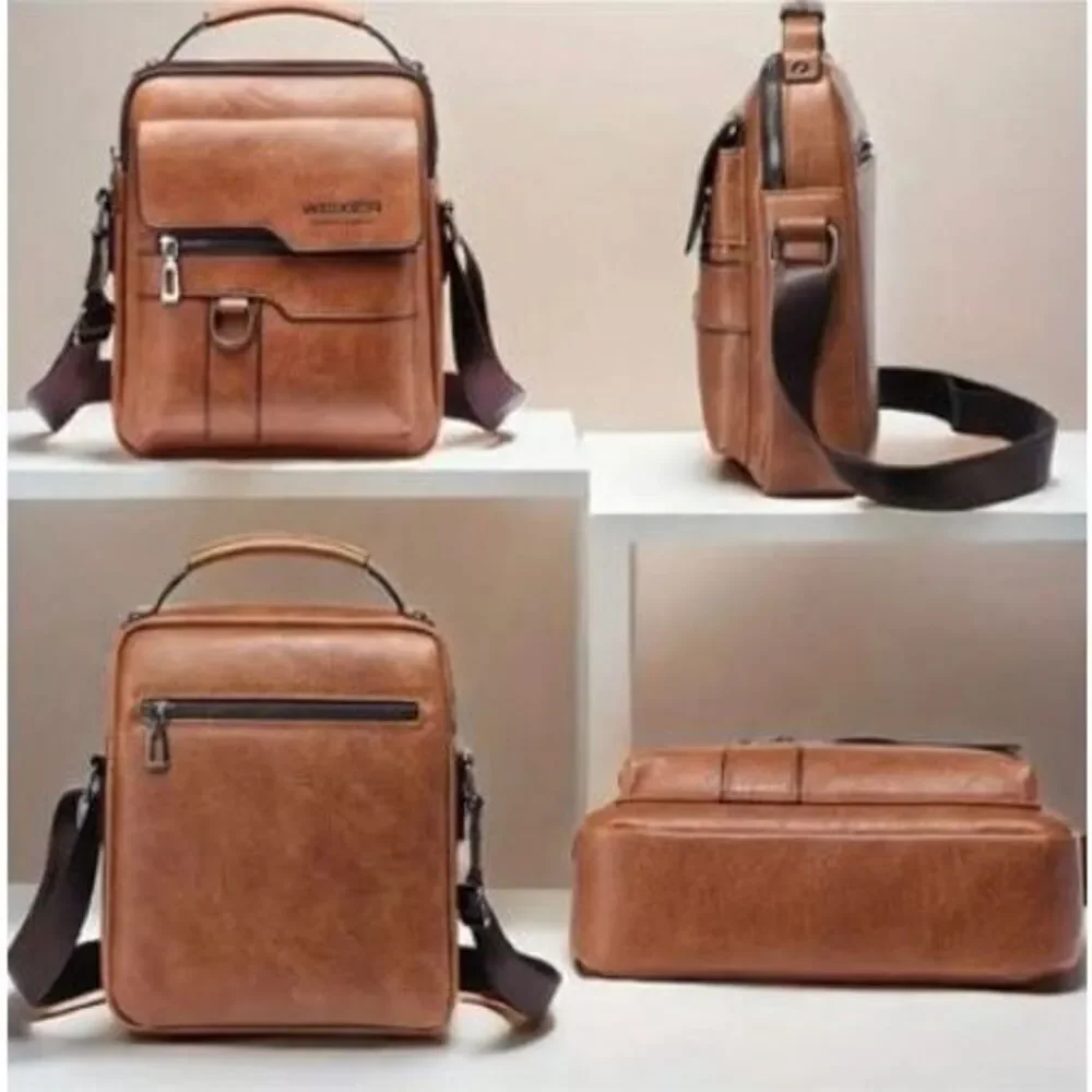 NWT WEIXIER Vintage Brown Shoulder Spacious Multi-Pocket Office Travel Bag